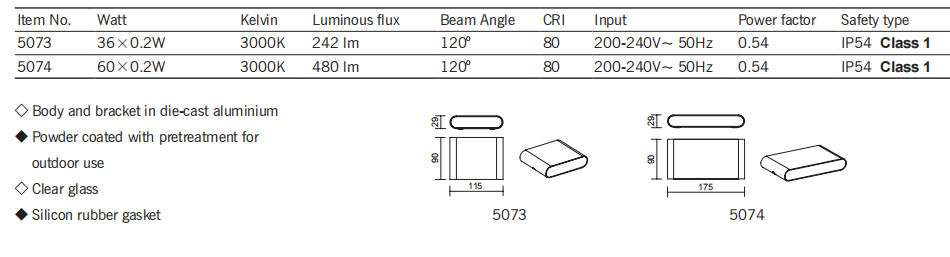 5073 6w LED wall light