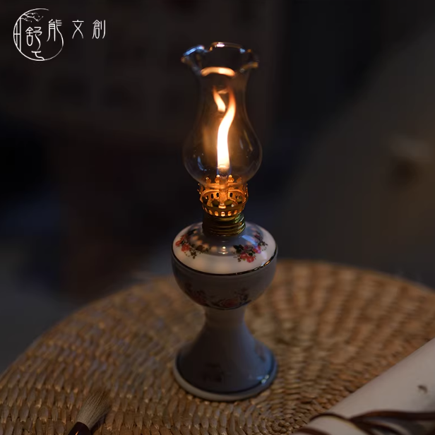 Oil-burning ceramic lamp