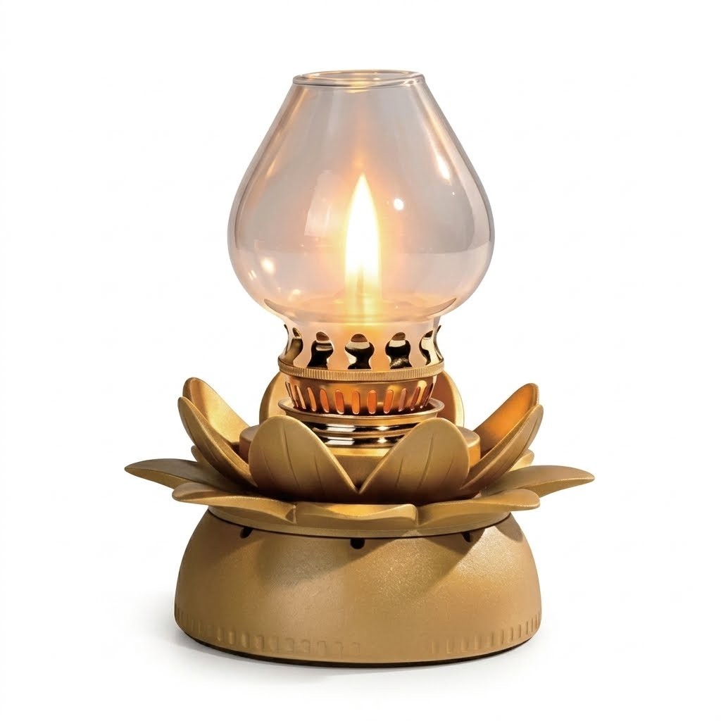 Golden Lotus Buddhist Lamp